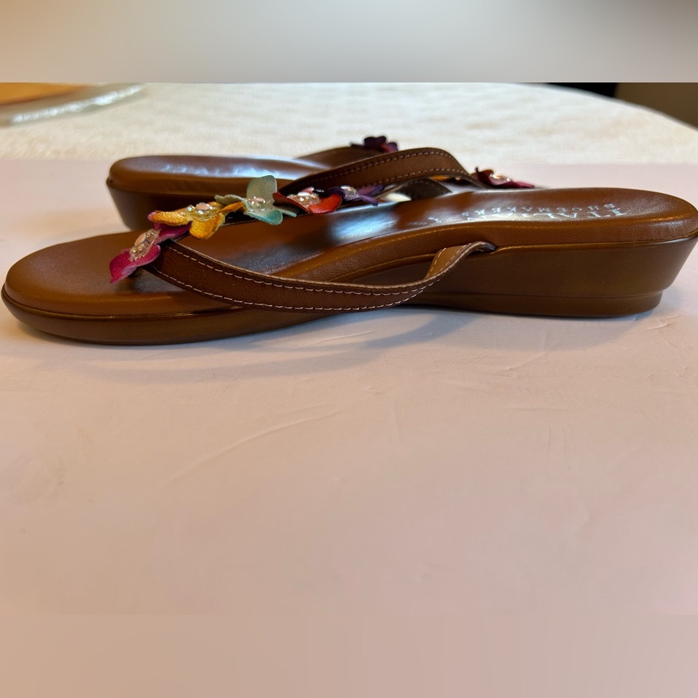 Leather Sandals floral multicolor size 7 - Picture 5 of 7